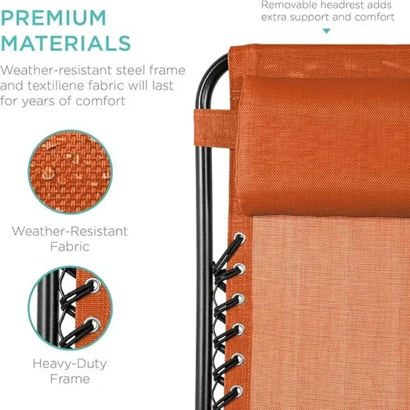 Adjustable Steel Mesh Zero Gravity Lounge Chair Recliner w/Pillow and Cu… - Picture 8 of 8